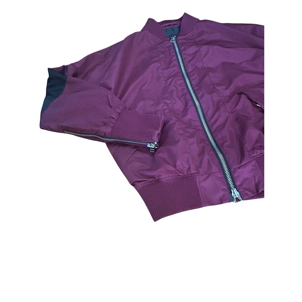 Daniel Patrick LA Maroon Oversized Bomber Jacket Sleeve Zippers Unisex SZ XS - Picture 2 of 8